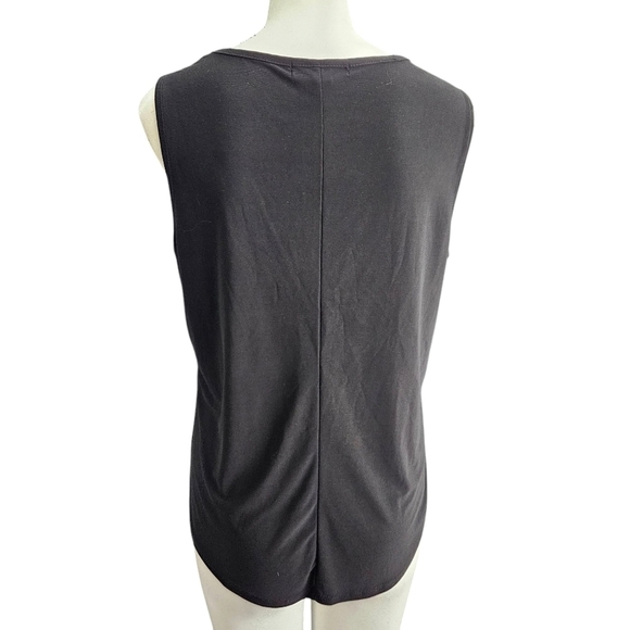 Adele & May Black Sleeveless Blouse With Peek A Boo Detail At Neckline SZ Large - Picture 3 of 7